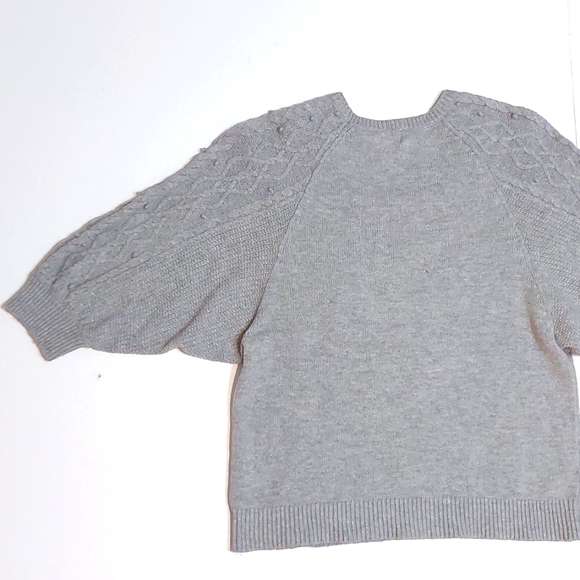 Anthropologie Moth gray batwing pompom stitch sweater, size S - Picture 2 of 8